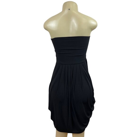 Women's Strapless Black Draped Cocktail Knee Length Dress Sz XS/S - Picture 4 of 5